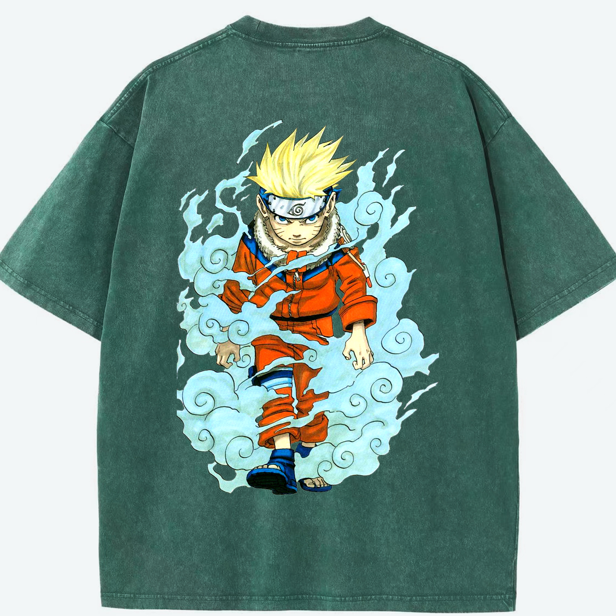 （画像用） NARUTO -ナルト- うずまき ナルト Uzumaki Naruto 綿100% ヴィンテージ風 半袖Tシャツ（背面プリント）